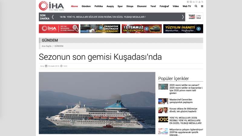 THE LAST SHIP OF THE SEASON IN KUSADASI