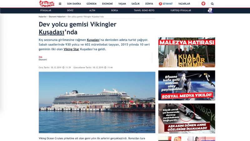 Giant cruise ship Vikings in Kusadasi