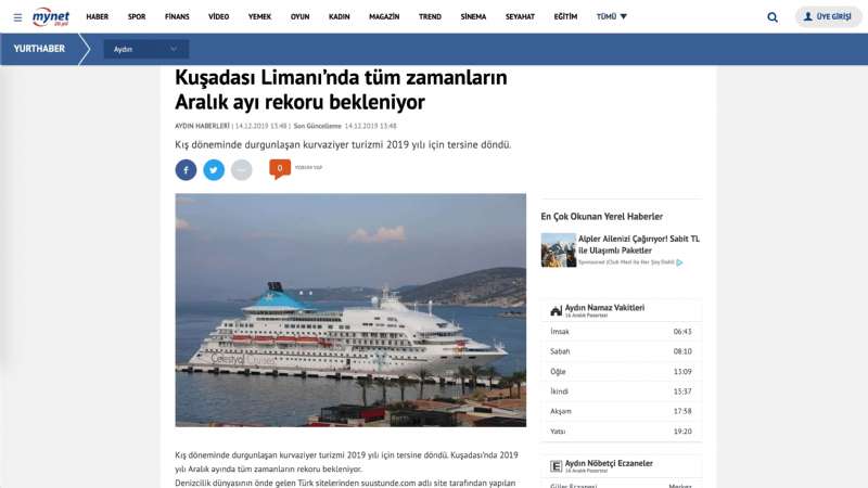 Kuşadası Limanı’nda tüm zamanların Aralık ayı rekoru bekleniyor