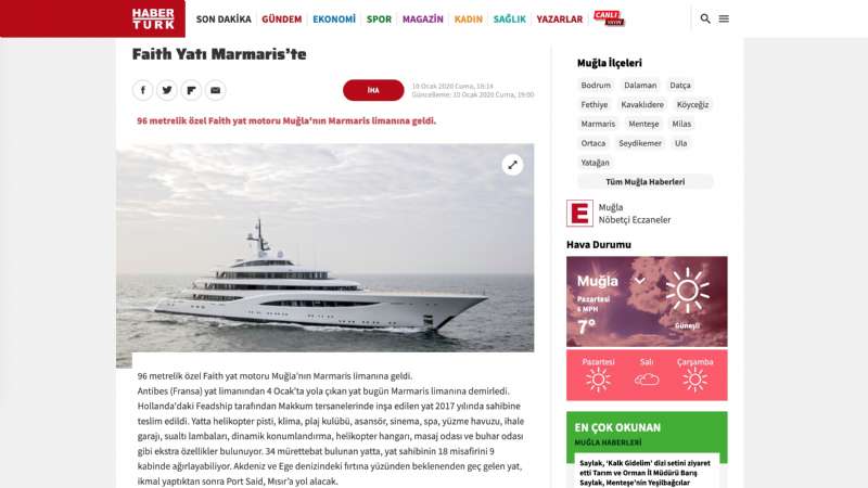 Yacht Faith Visits Marmaris