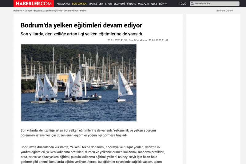 Sailing training continues in Bodrum