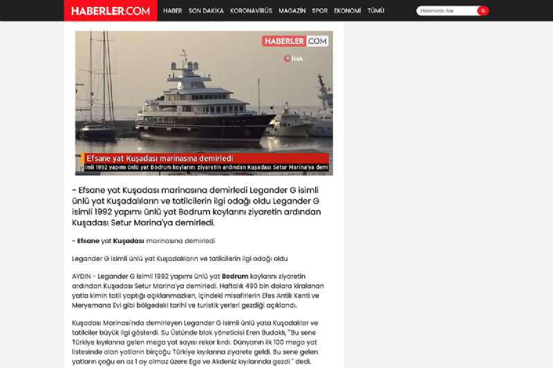 Legendary yacht anchored in Kuşadası marina 