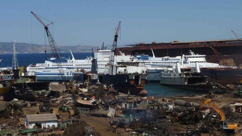 SHIPS ARE IN SCRAPPING PROGRESS IN THE ALIAGA SCRAPYARD 2020 February