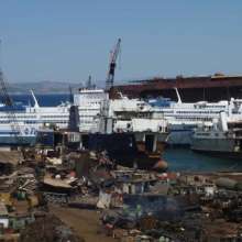 SHIPS ARE IN SCRAPPING PROGRESS IN THE ALIAGA SCRAPYARD 2020 February