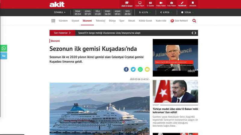 The first ship of the season is in Kusadasi