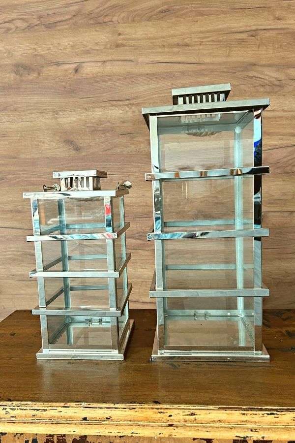 Dört Katlı İkili Krom Mumluk Seti