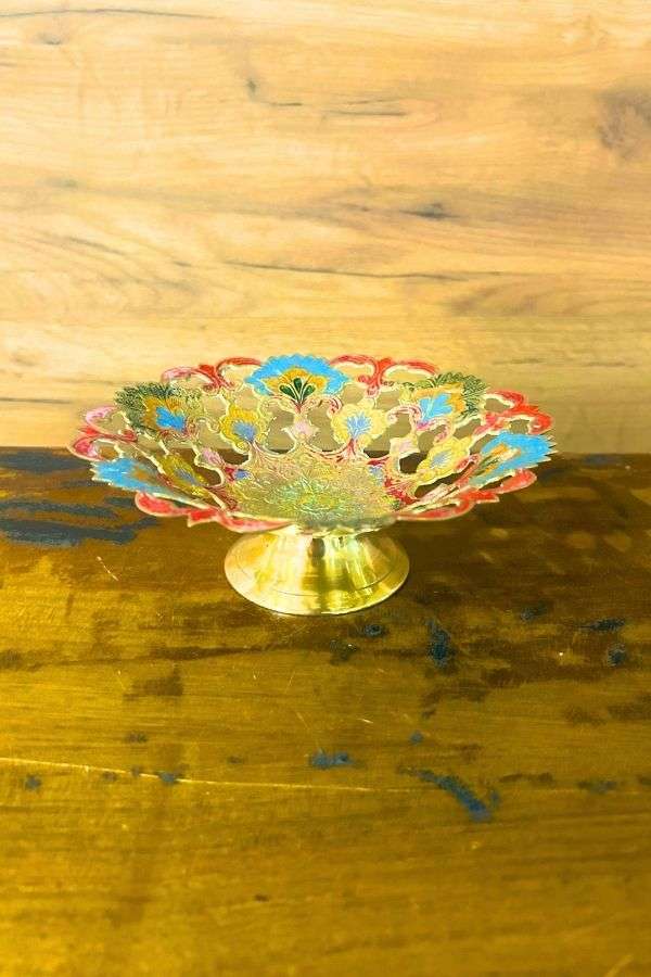 Vintage Desenli Pirinç Şekerlik